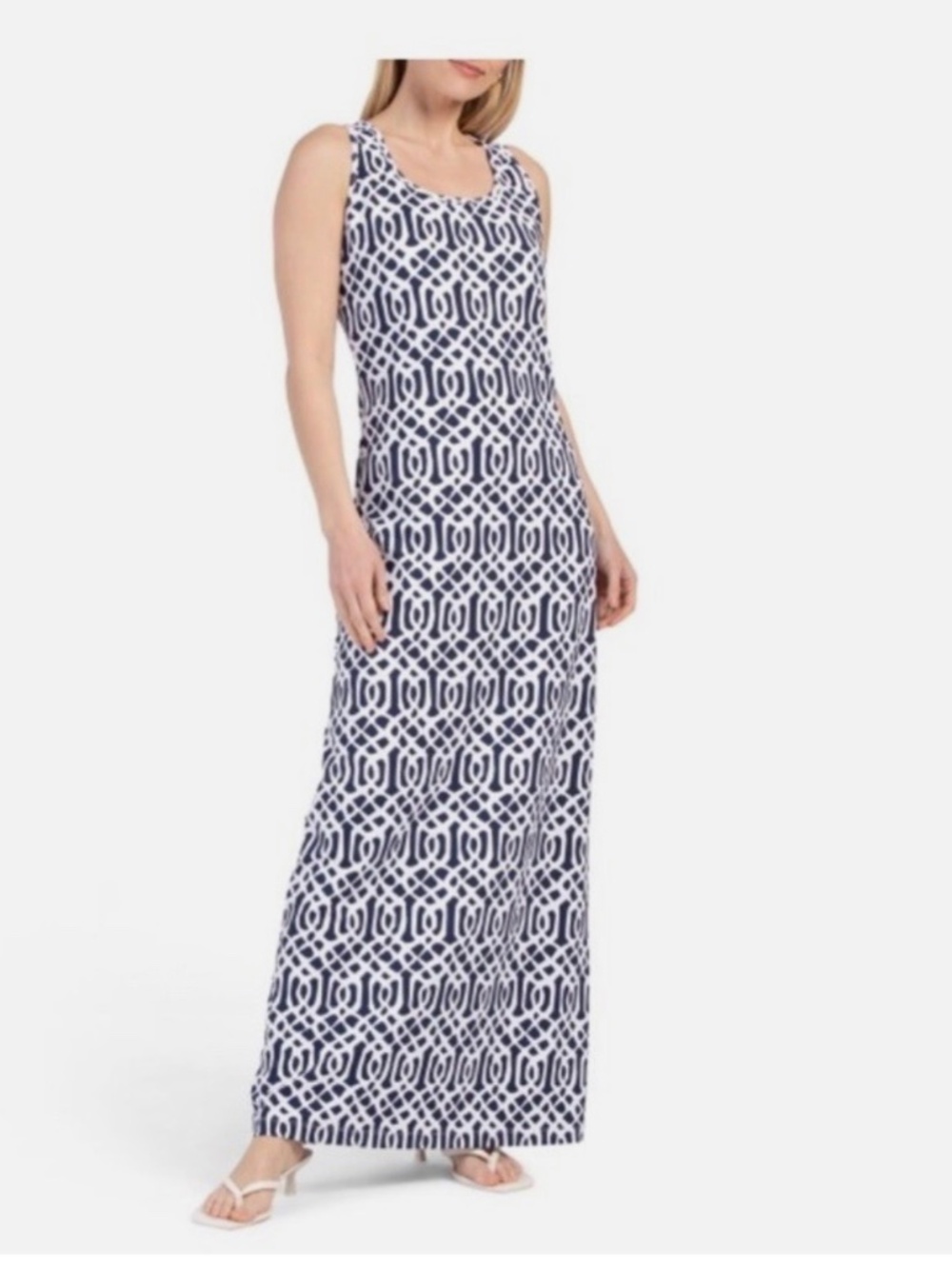 NWT J. McLaughlin Charlotte maxi dress blue geo pattern Size:Medium